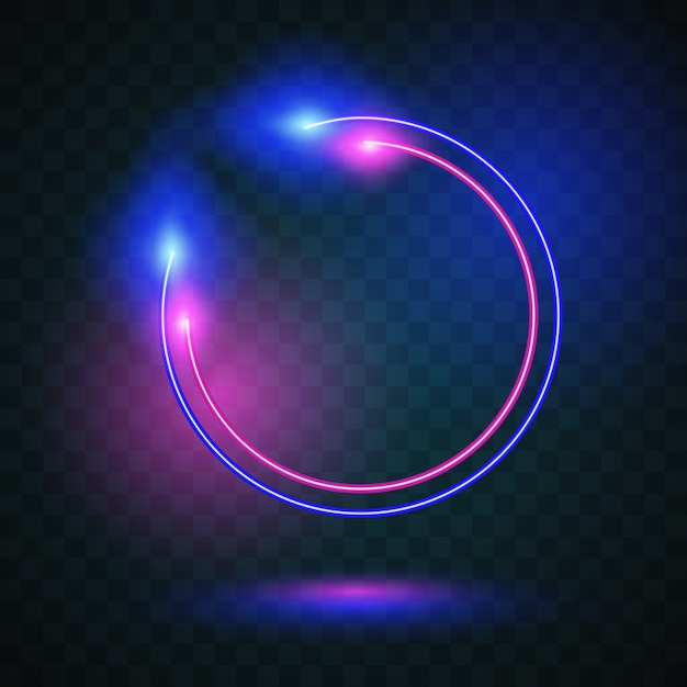 Vector circle with neon light design