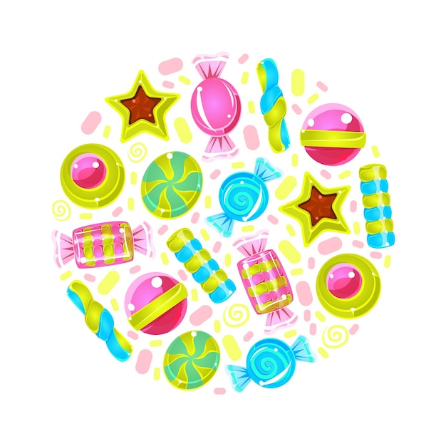 Circle with a pattern of candy Vector illustration