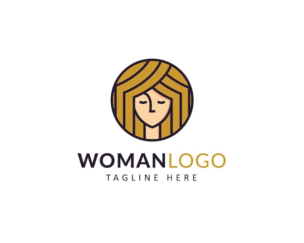 Vector circle women logo icon for brand