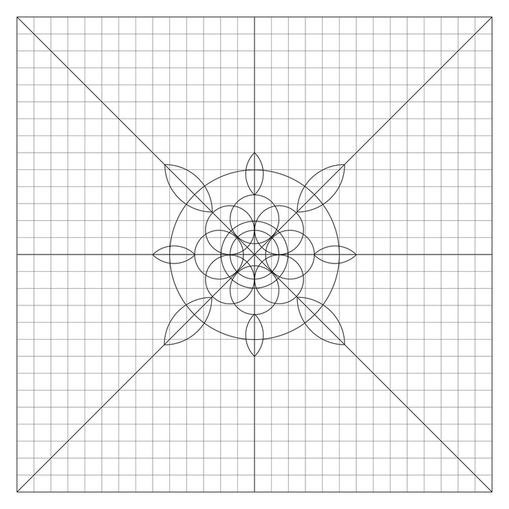 Vector circles connected in mystical mandala in flower