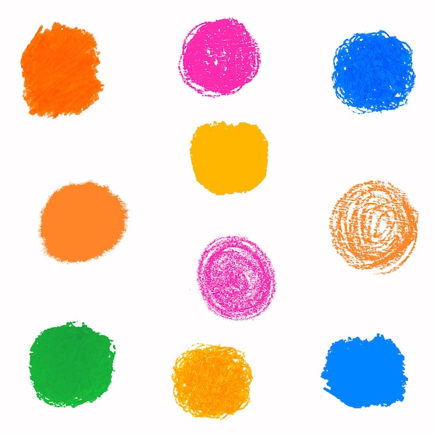 Vector circles crayon scribbles shapes markers color textures shapes