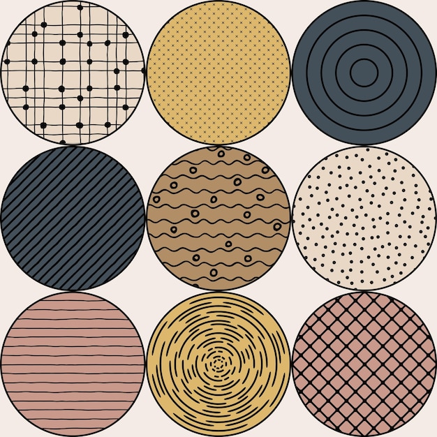 Circles of different textures and shades seamless pattern