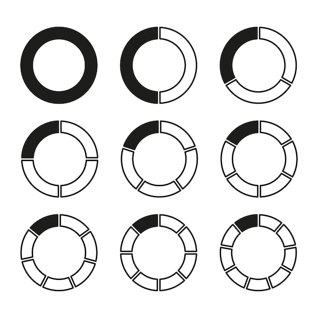 circles divided diagram 3 10 7 graph icon pie shape section chart segment circle round vector 6 9