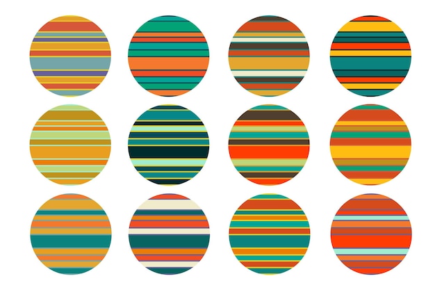 ベクトル カラフルなレトロな色の丸い背景の円