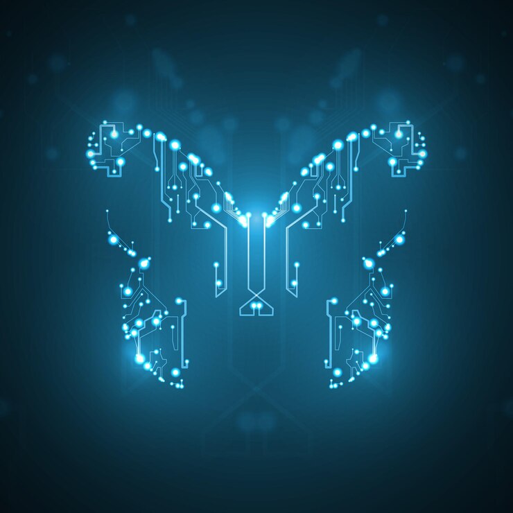 Vector circuit board background technology illustration butterfly illustration