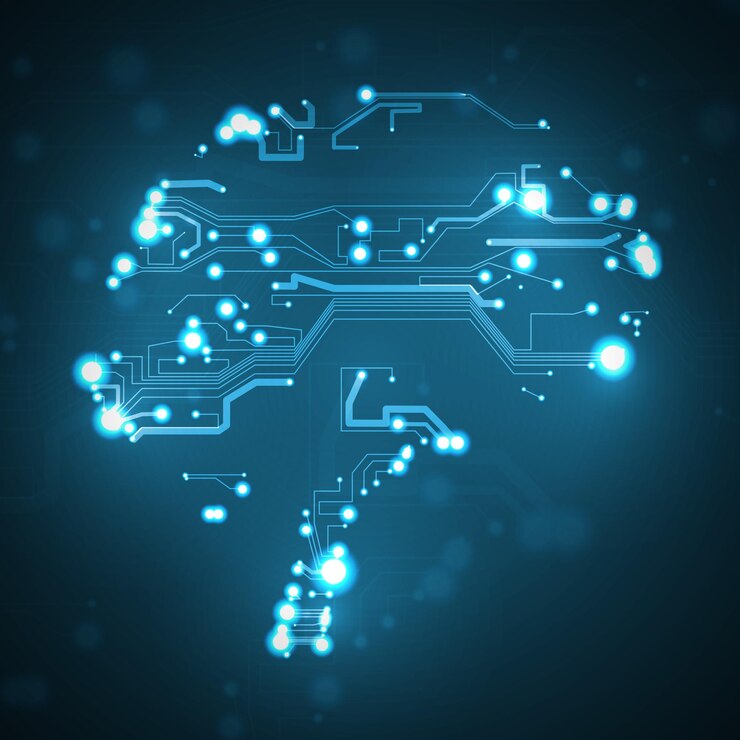 Vector circuit board background technology illustration form of brain