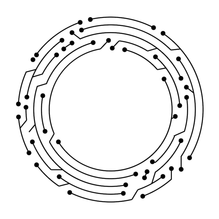 Vector circuit board circle frame abstract digitaal rond frame hardware board en elektronisch moederbord patroon vector programmering wetenschap computer systeem element