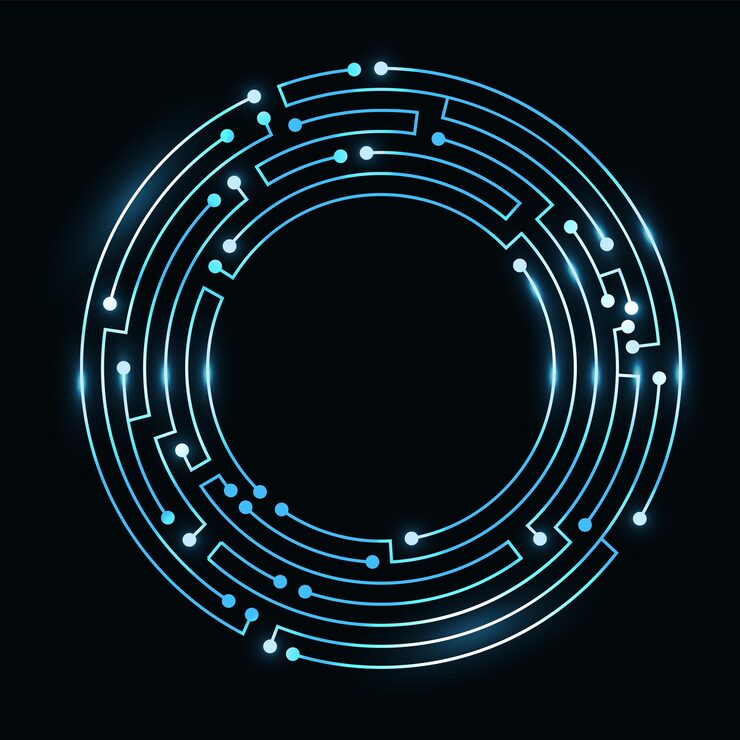 Vector circuit board circle frame abstract digital round frame hardware board and electronic motherboard pattern vector programming science computer system element