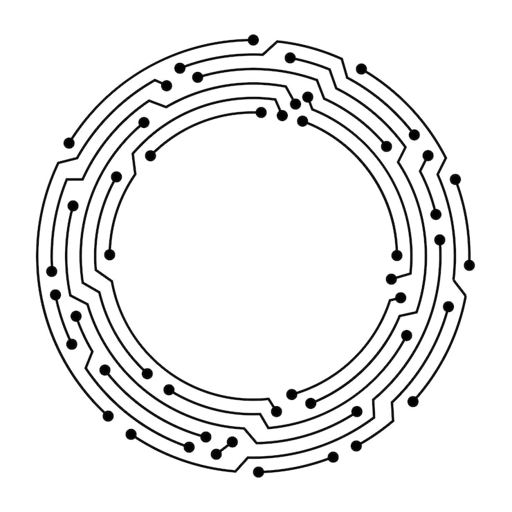 Vector circuit board circle frame abstract digital round frame hardware board and electronic motherboard pattern vector programming science computer system element