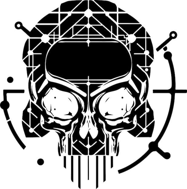 Vector circuit board cyber skull symbol vector techno skull print