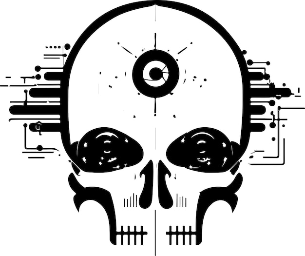 Vector circuit board cyber skull symbol vector techno skull print