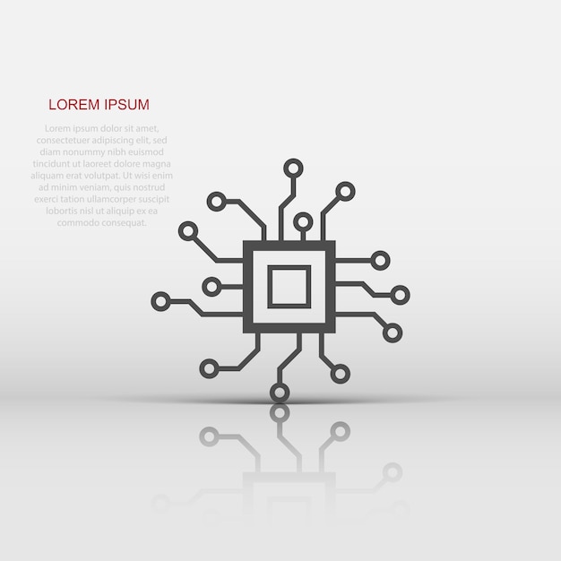 Vector circuit board icon in flat style technology microchip vector illustration on white isolated background processor motherboard business concept