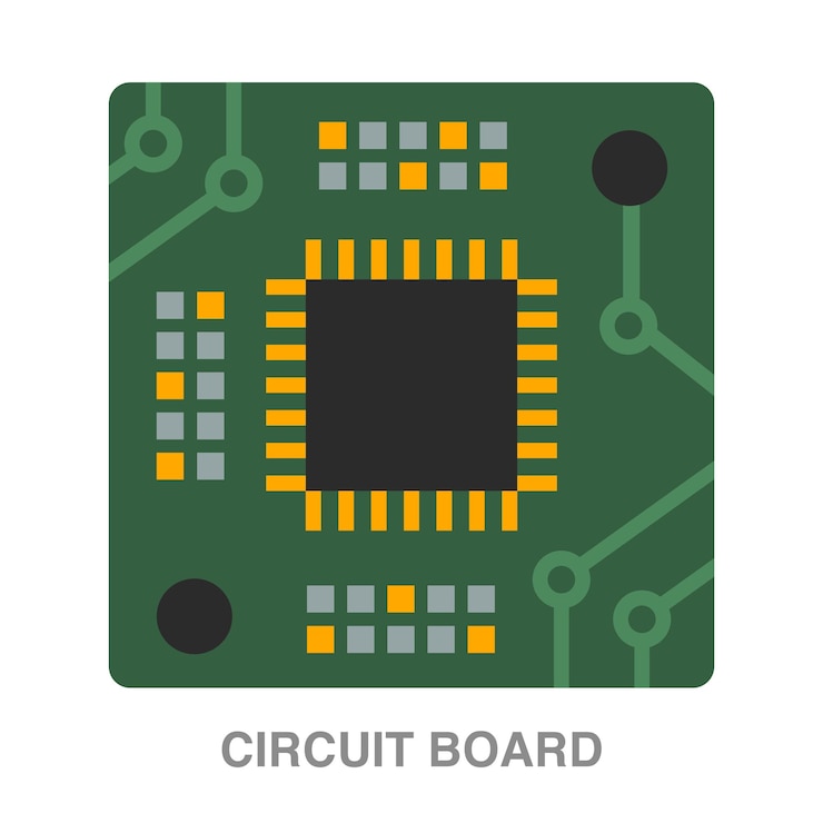 Vector circuit board illustration on transparent background