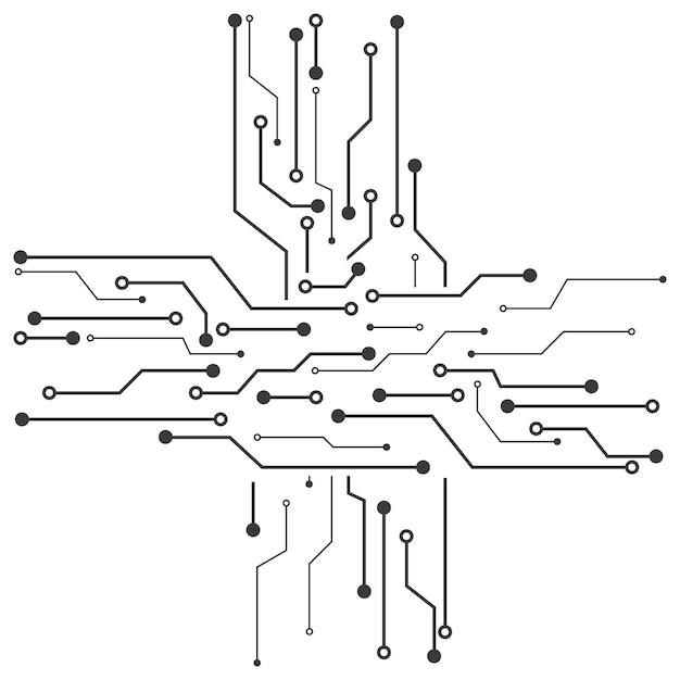 회로 기판 linecpuchip 아이콘 일러스트 벡터