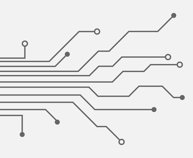 Vector circuit board pattern dots and lines for technology vector illustration