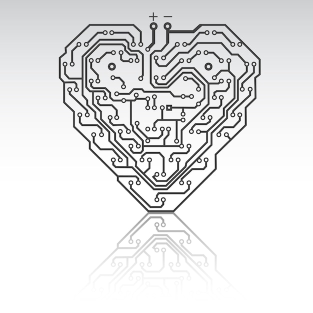 Circuit board pattern in the shape of the heart