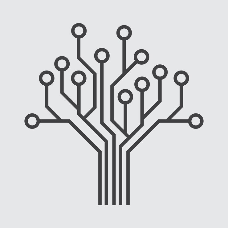 Vector circuit board pattern in the shape of the tree