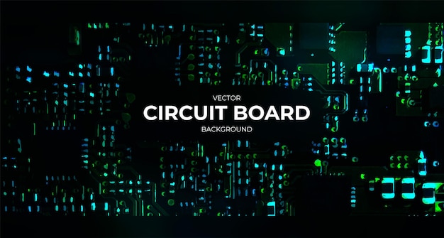 Circuit Board Realistic Vector Illustration Black and Green Background