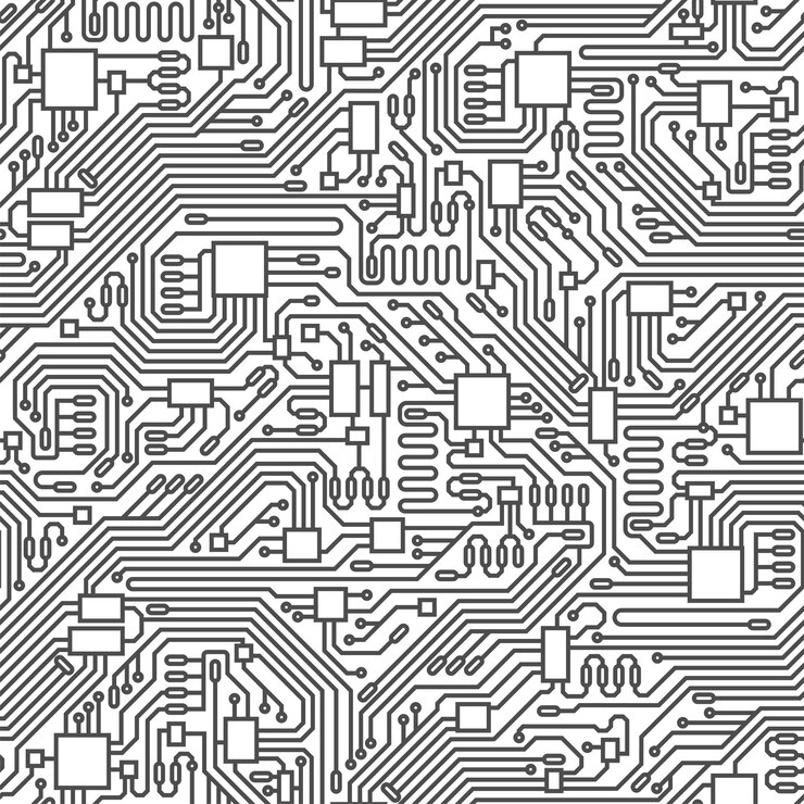Vector circuit board seamless pattern vector illustration abstract technology background