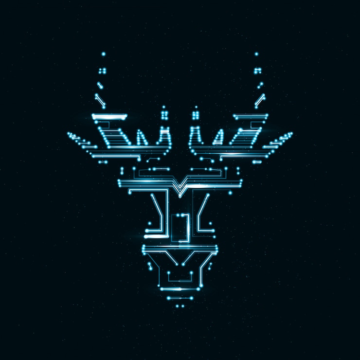 Vector circuit board shape of deer head