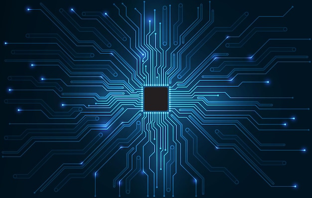 Vector circuit board technology background central computer processors cpu concept motherboard digital chip