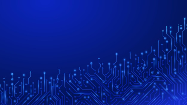 回路基板技術。未来的なマザーボードマイクロチップデジタル技術電子スキーム線ベクトル背景。イラストコンポーネントシステム、マイクロチップ機器、スキーム回路