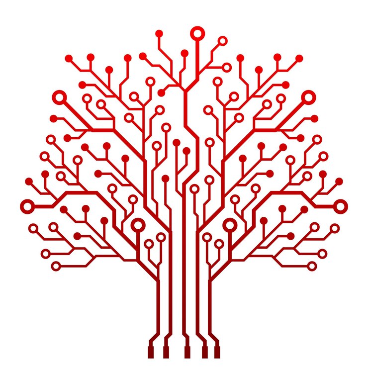 Vector circuit board tree background a digital network