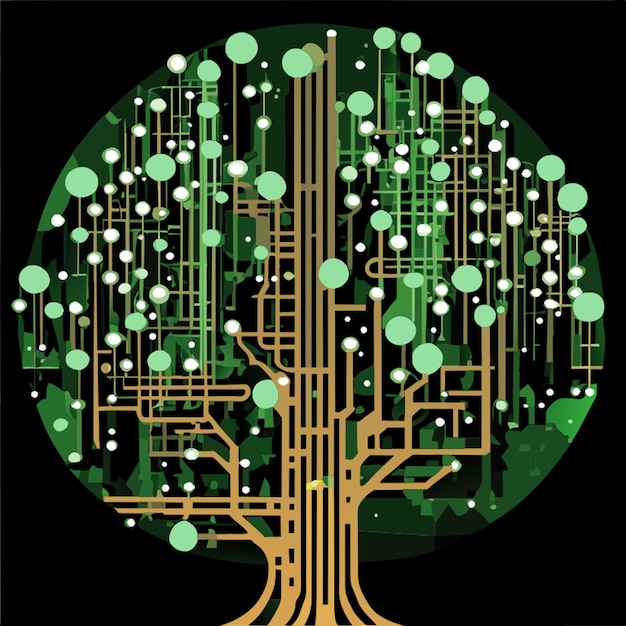 Vector circuit board in trees vector illustration