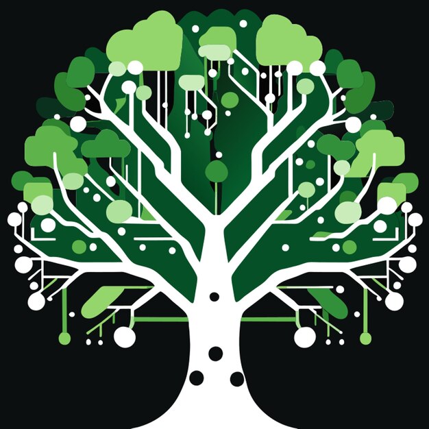 Vector circuit board in trees vector illustration