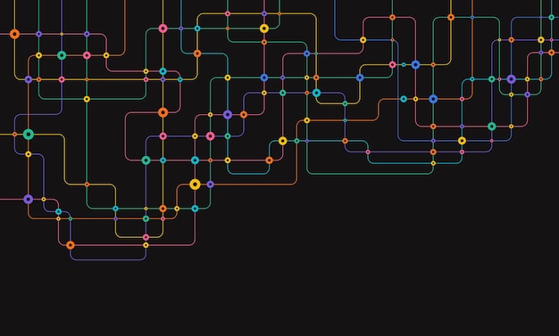 Vector circuit connect lines and dots network technology and connection