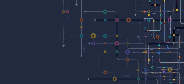 Circuit connect lines and dots Network technology and Connection