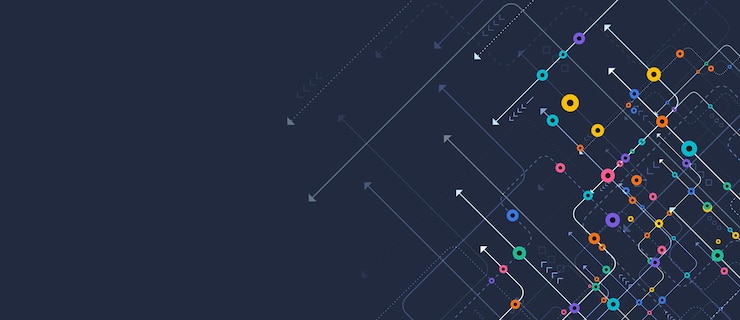 Vector circuit connect lines and dots network technology and connection