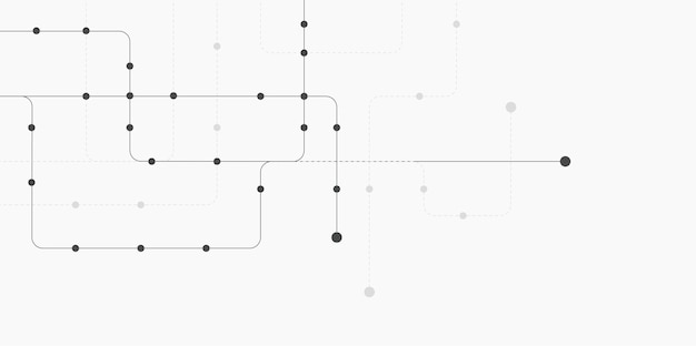 Circuit connect lines and dots. Network technology. Decentralized network nodes connections