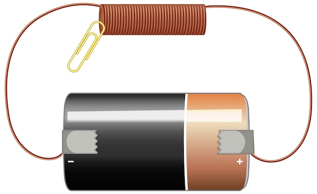 Vettore schema elettrico con batteria e rame