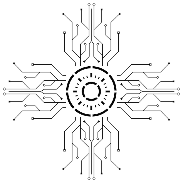 Disegno dell'illustrazione dell'icona di vettore del modello di logo del circuito