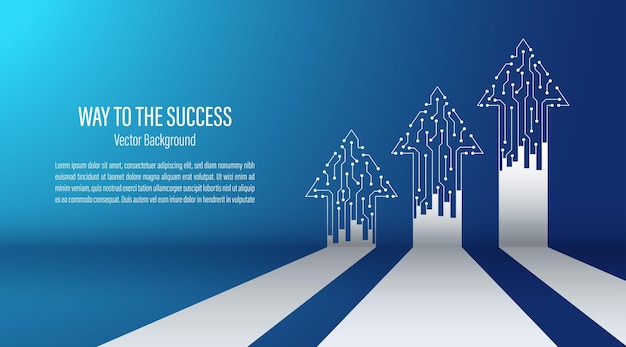 Circuit pijl groei omhoog het bedrijfssucces doel doel technologie technologische groei en innovatie bedrijfs- en financiële strategie concept Vector illustratie