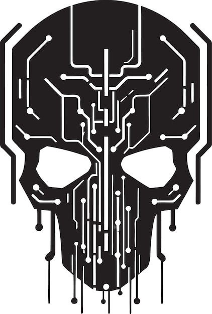 Vector circuit specter cyberpunk logo design binary banshee futuristic skull vector