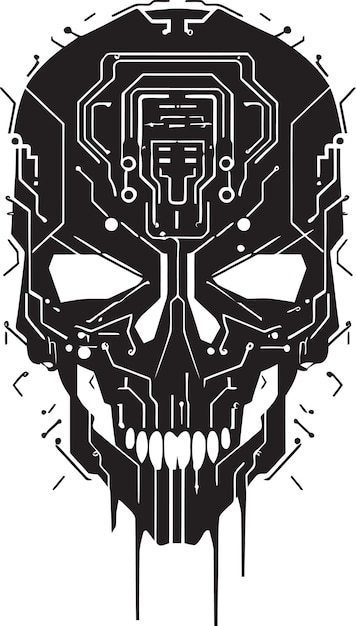 Vector circuit specter cyberpunk zwart logo binary banshee futuristische schedel vector