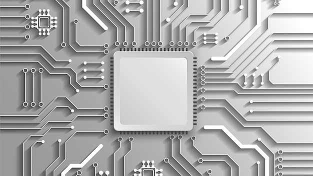 ハイテクデジタルデータ接続システムとコンピューターの電子設計による回路技術の背景