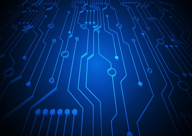 ハイテクデジタルデータ接続システムとコンピューターの電子設計による回路技術の背景