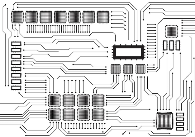 Sfondo di tecnologia dei circuiti con sistema di connessione dati digitale hi-tech e design elettronico del computer