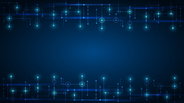 Sfondo di tecnologia del circuito con sistema di connessione dati digitali hi-tech e computer elettronico