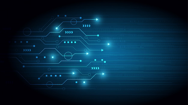 Sfondo di tecnologia del circuito con sistema di connessione dati digitali hi-tech e computer elettronico