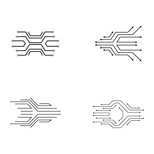 Illustrazione dell'icona di vettore del modello di logo della tecnologia del circuito