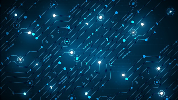 Tecnologia circuitale con sistema di connessione dati digitale hi-tech ed elettronica informatica