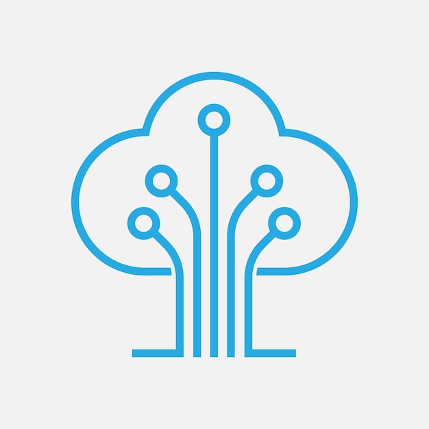 Circuit tree cloud idea logo icon symbol inspiration template