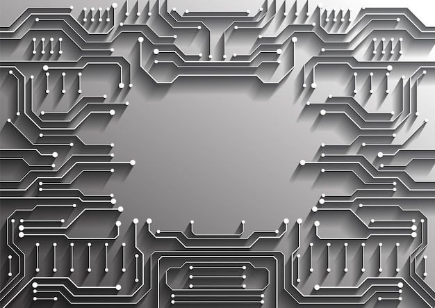 Circuittechnologieachtergrond met hi-tech digitaal dataverbindingssysteem en computer elektronisch ontwerp