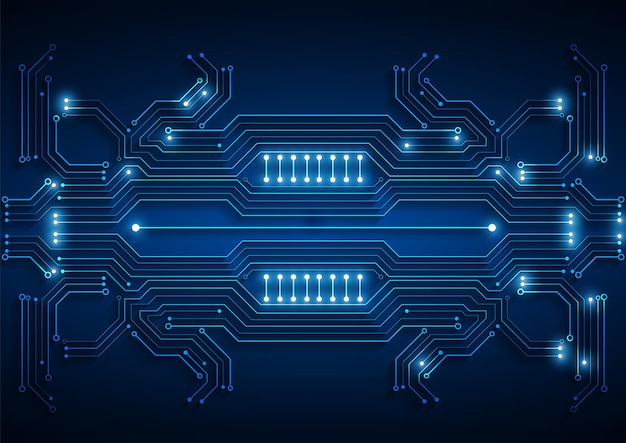 Circuittechnologieachtergrond met hi-tech digitaal dataverbindingssysteem en computer elektronisch ontwerp