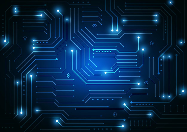 Circuittechnologieachtergrond met hi-tech digitaal dataverbindingssysteem en computer elektronisch ontwerp