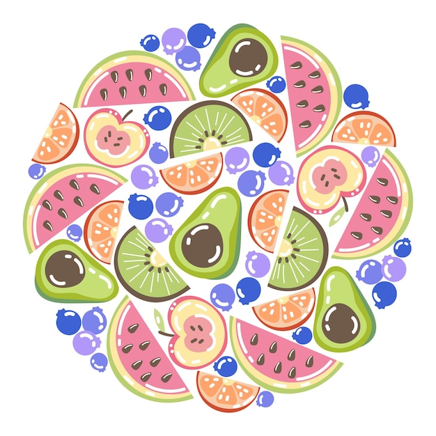 Circulair patroon met plakjes fruit vectorillustratie